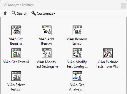 VI Analyzer Utilities (Click on a function to navigate, or on the arrow to go to parent palette)